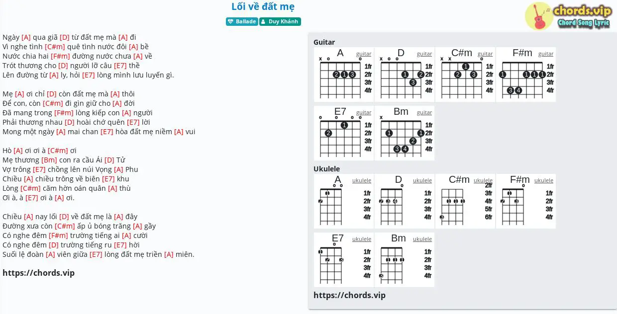 Chord Lối Về đất Mẹ Duy Khanh Tab Song Lyric Sheet Guitar Ukulele Chords Vip Chord Lối Về đất Mẹ Duy Khanh Tab Song Lyric Sheet Guitar Ukulele Chords Vip