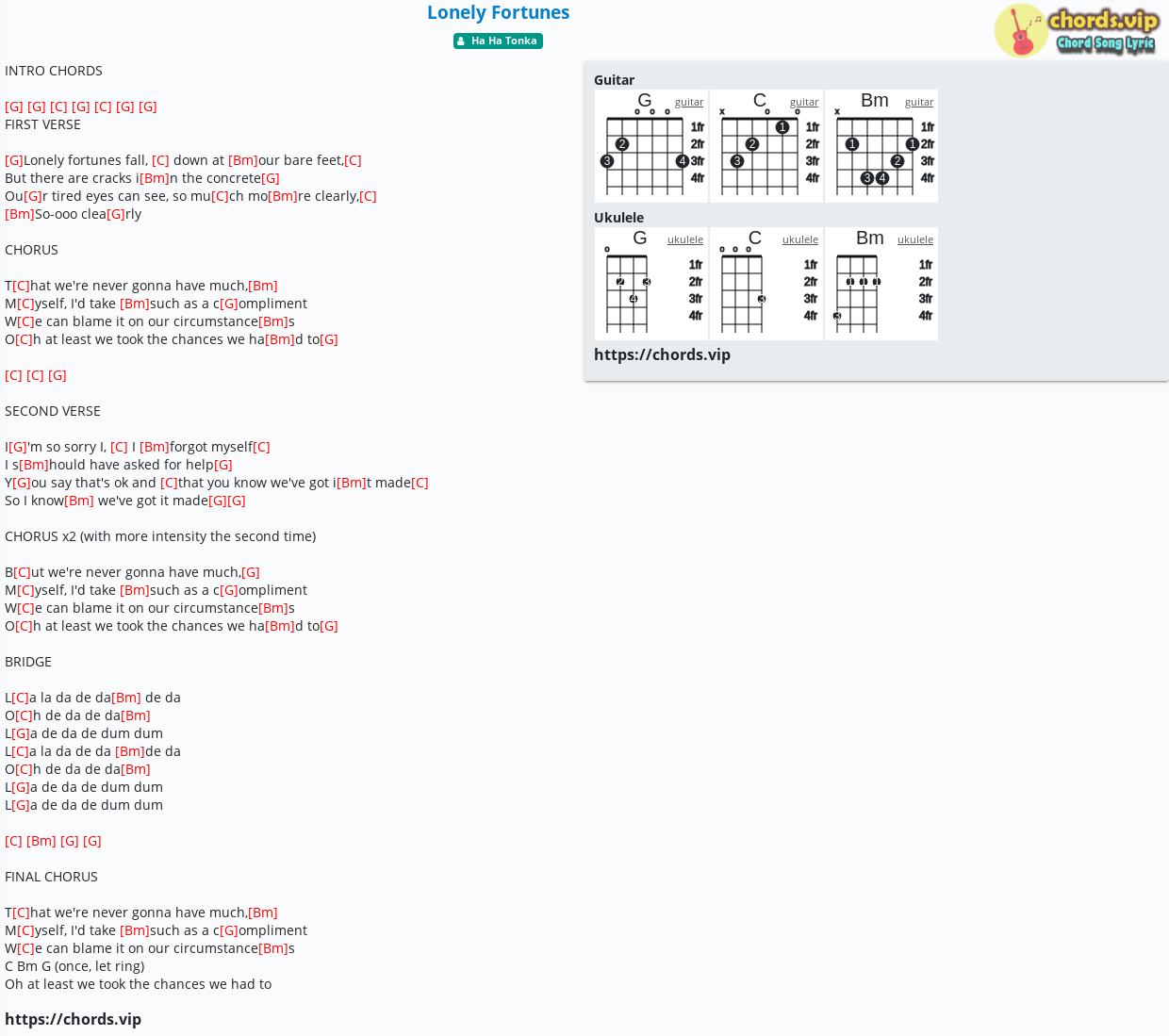 Chord Lonely Fortunes Ha Ha Tonka Tab Song Lyric Sheet Guitar Ukulele Chords Vip