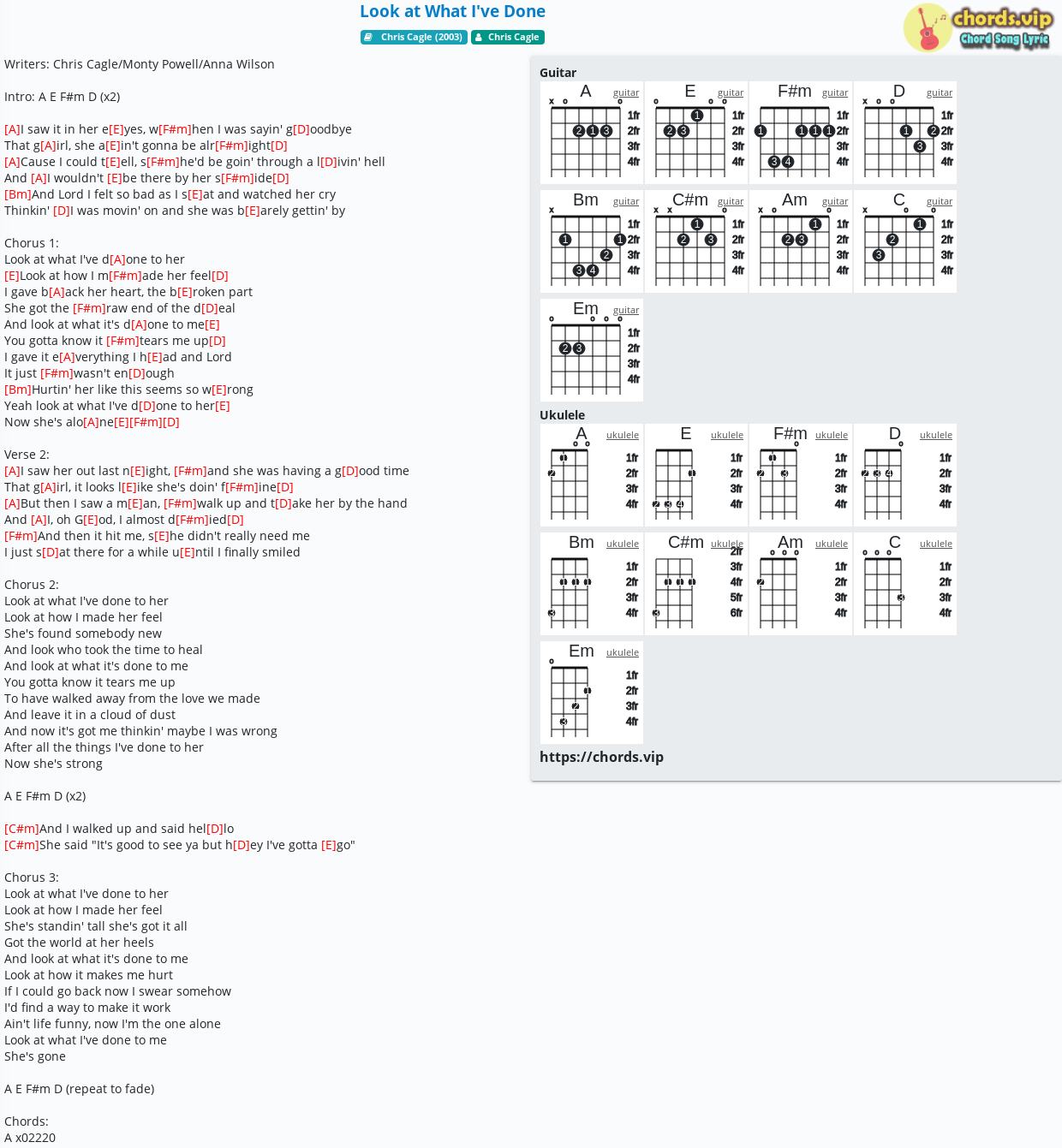 Chord Look At What I Ve Done Chris Cagle Tab Song Lyric Sheet Guitar Ukulele Chords Vip