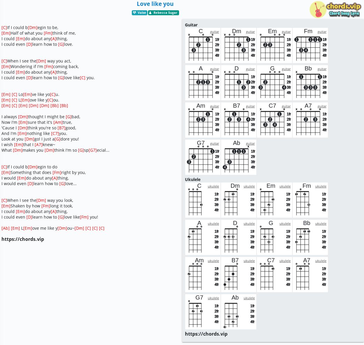 kalk Defekt tendens Chord: Love like you - Rebecca Sugar - tab, song lyric, sheet, guitar,  ukulele | chords.vip