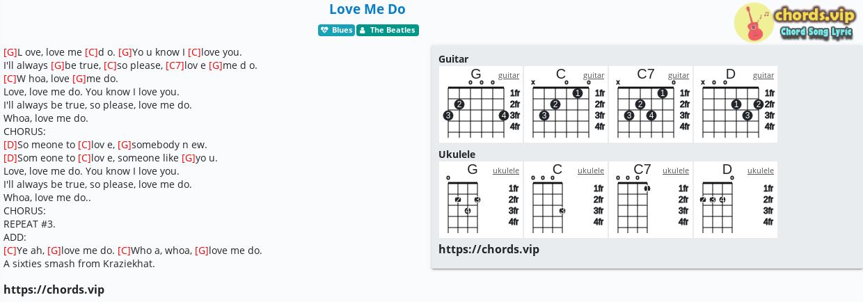Chord Love Me Do The Beatles Tab Song Lyric Sheet Guitar Ukulele Chords Vip
