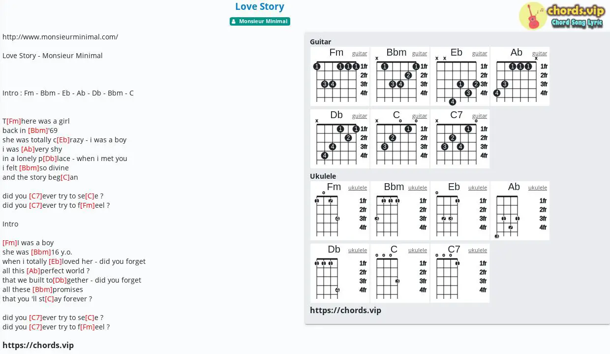 Chord: Love - Monsieur Minimal - tab, lyric, sheet, guitar, ukulele chords.vip