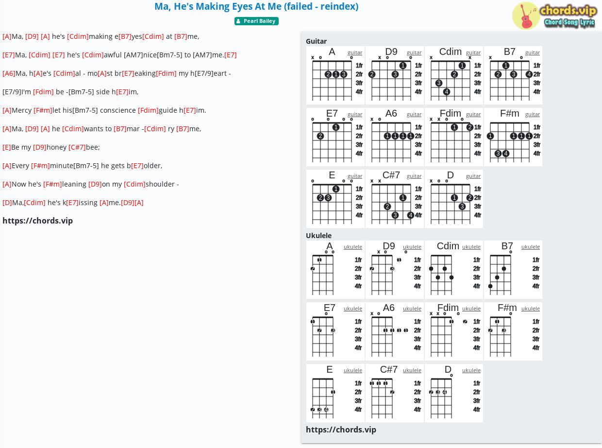 Chord Ma He S Making Eyes At Me Failed Reindex Pearl Bailey Tab Song Lyric Sheet Guitar Ukulele Chords Vip