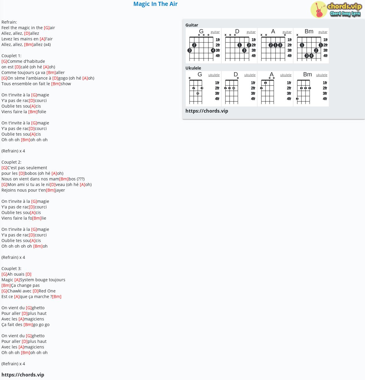 Chord Magic In The Air Tab Song Lyric Sheet Guitar Ukulele Chords Vip