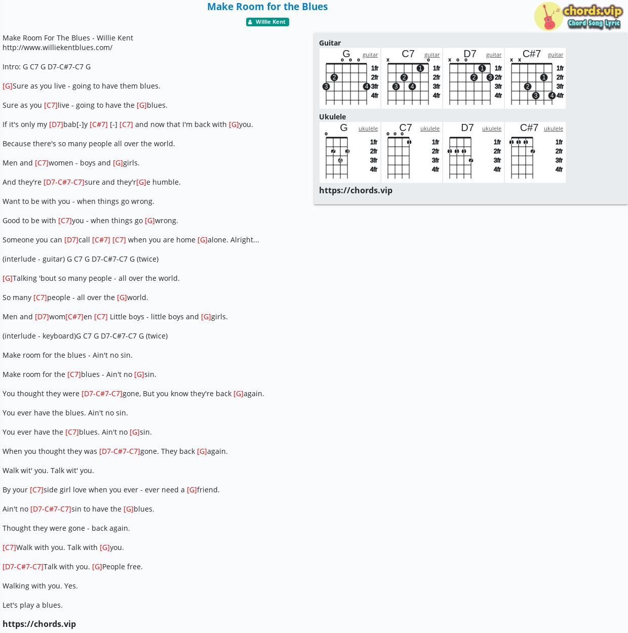 Chord: Make Room for the Blues - tab, song lyric, sheet, guitar ...