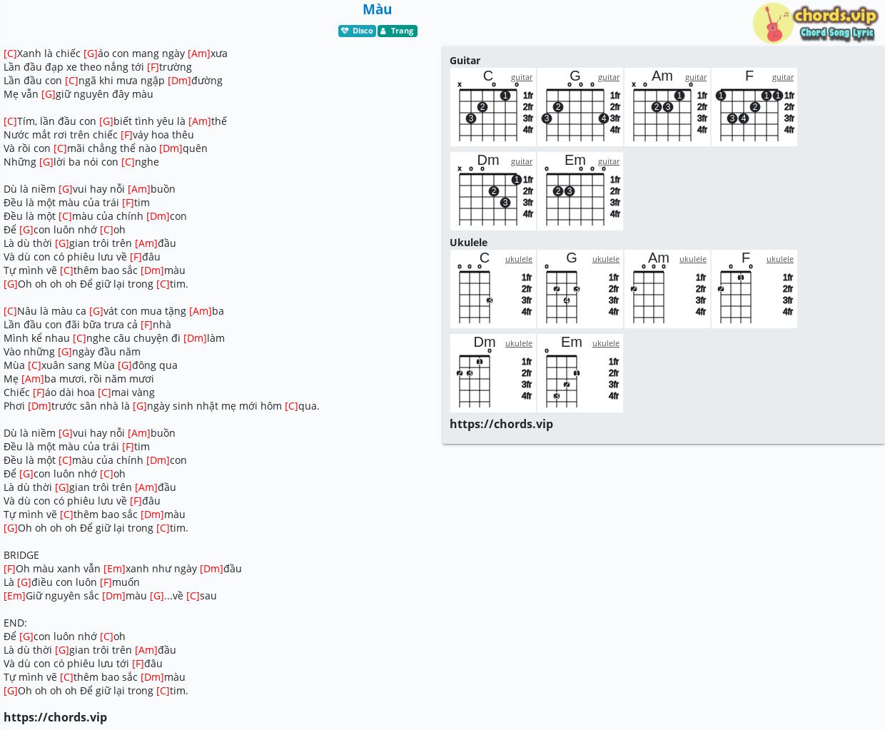 Chord Mau Trang Tab Song Lyric Sheet Guitar Ukulele Chords Vip