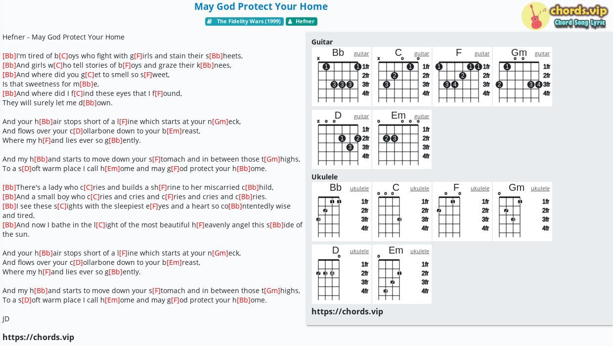 Chord May God Protect Your Home Hefner Tab Song Lyric Sheet Guitar Ukulele Chords Vip