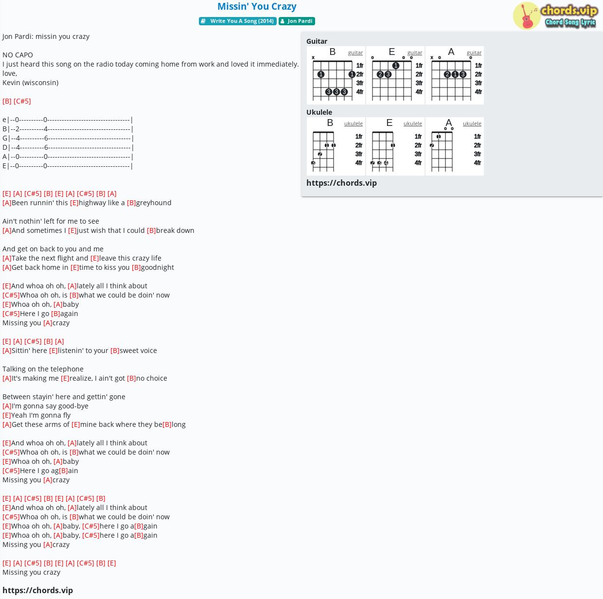 Chord Missin You Crazy Jon Pardi Tab Song Lyric Sheet Guitar Ukulele Chords Vip Chord Missin You Crazy Jon Pardi Tab Song Lyric Sheet Guitar Ukulele Chords Vip