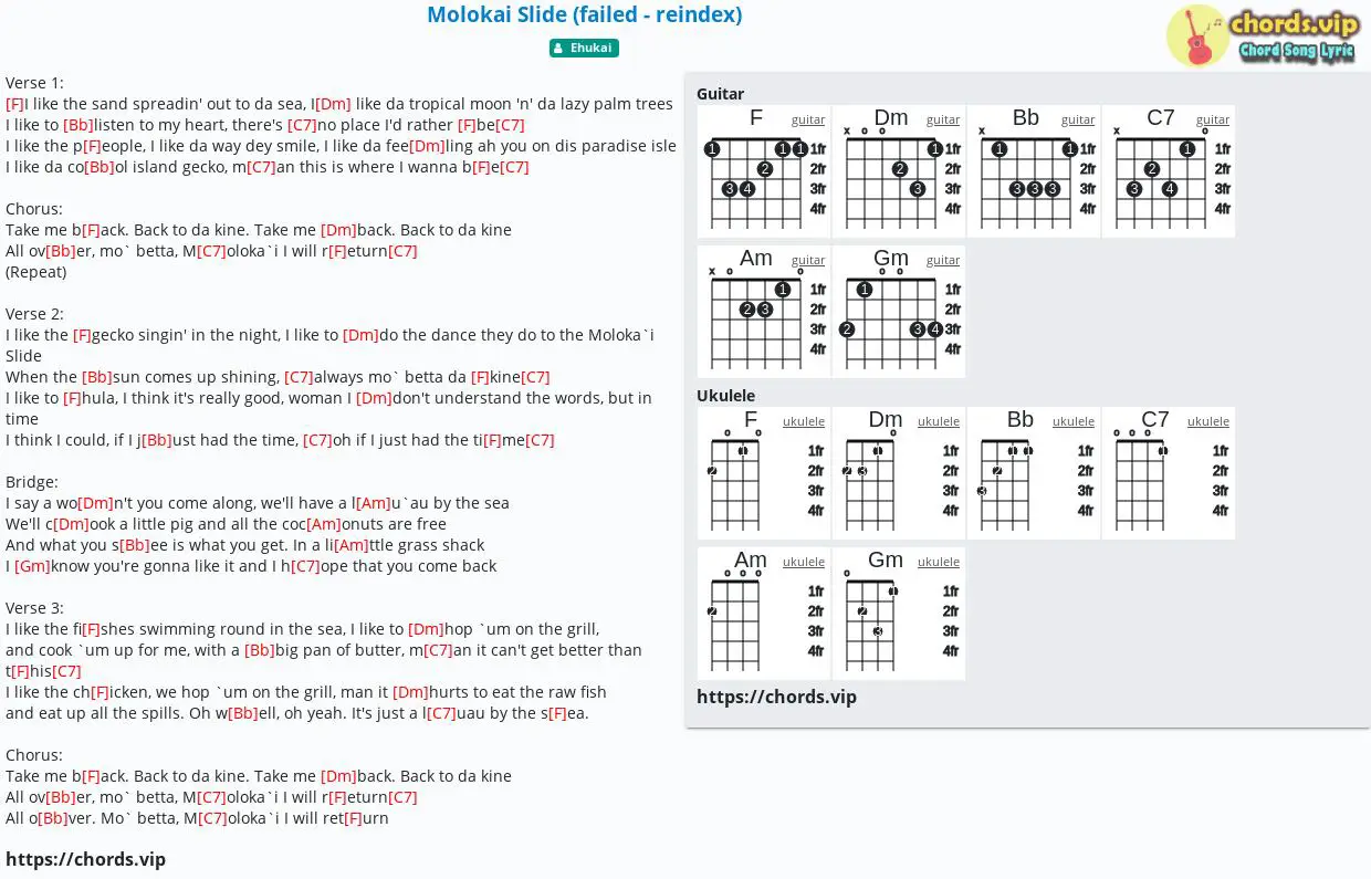 Molokai island song tab