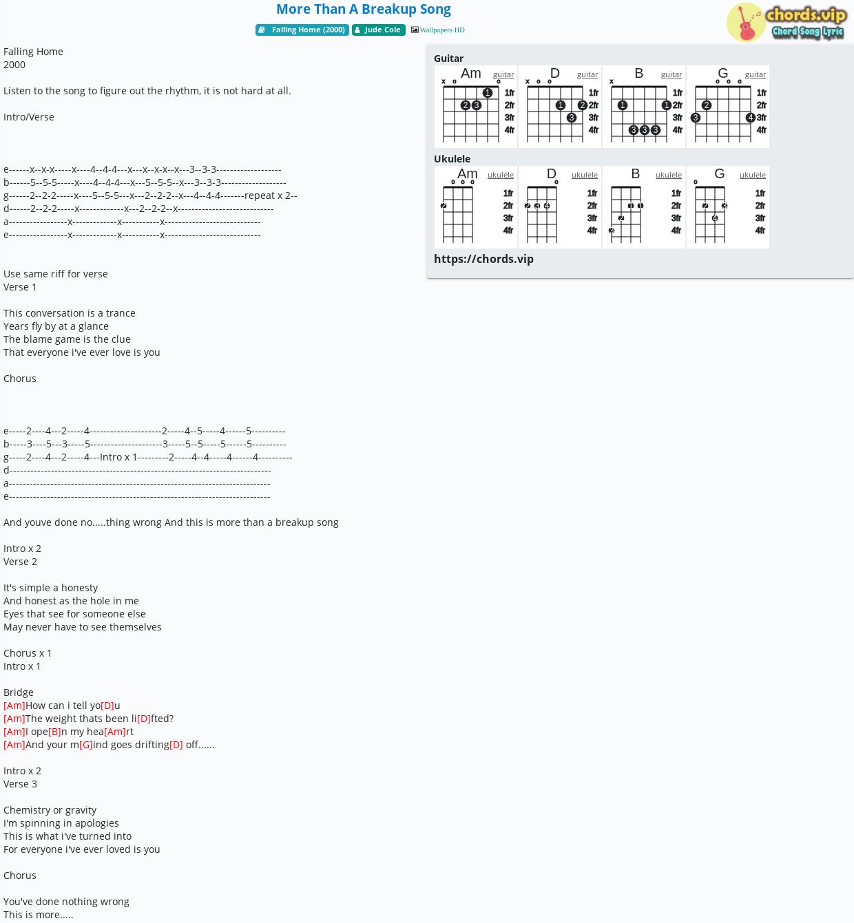 Chord More Than A Breakup Song Jude Cole Tab Song Lyric Sheet Guitar Ukulele Chords Vip