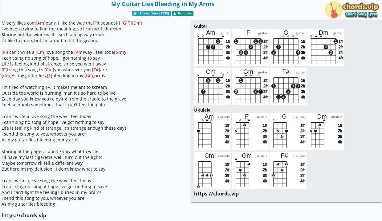 Chord My Guitar Lies Bleeding In My Arms Bon Jovi Tab Song Lyric Sheet Guitar Ukulele Chords Vip