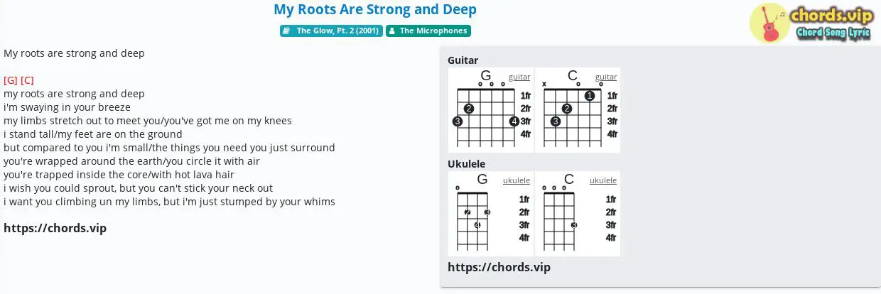Chord: My Roots Are Strong and Deep - The Microphones - tab, song lyric,  sheet, guitar, ukulele 