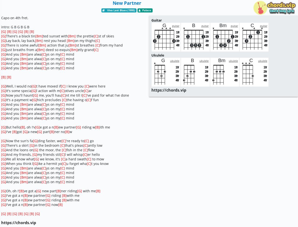 Chord New Partner Palace Tab Song Lyric Sheet Guitar Ukulele Chords Vip