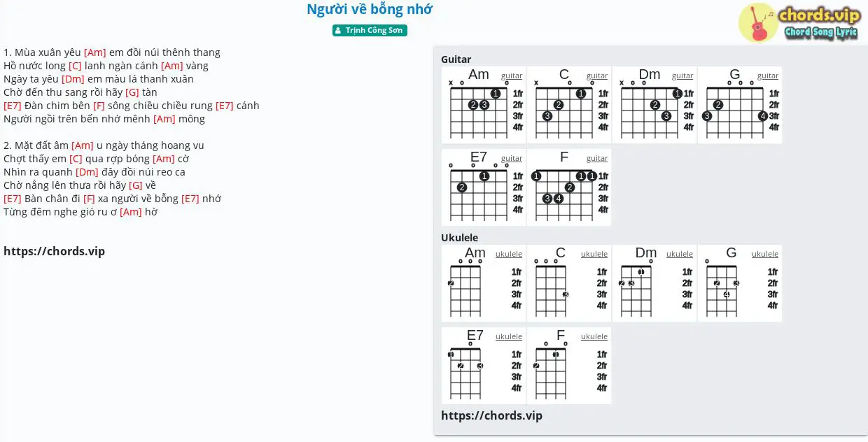 Chord Người Về Bỗng Nhớ Trịnh Cong Sơn Tab Song Lyric Sheet Guitar Ukulele Chords Vip Chord Người Về Bỗng Nhớ Trịnh Cong Sơn Tab Song Lyric Sheet Guitar Ukulele Chords Vip