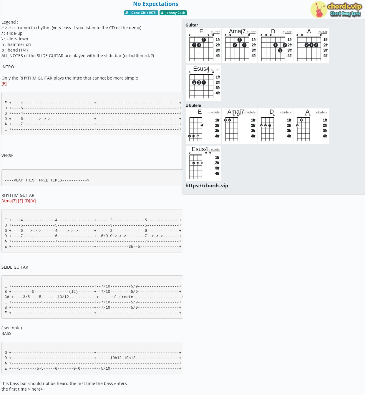 How To Play No Expectations On Guitar Chord: No Expectations - tab, song lyric, sheet, guitar, ukulele