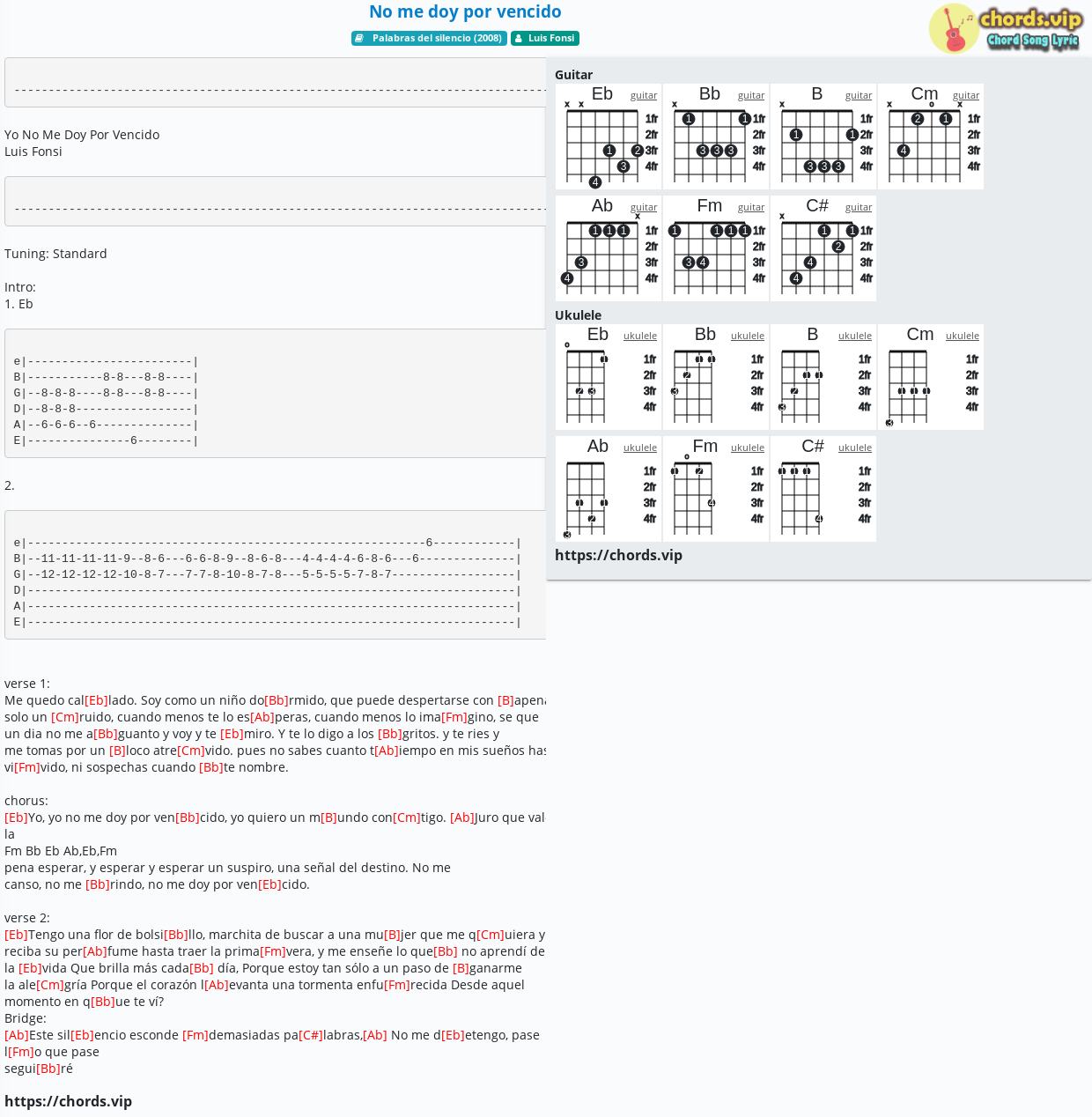 Chord No Me Doy Por Vencido Luis Fonsi Tab Song Lyric Sheet Guitar Ukulele Chords Vip