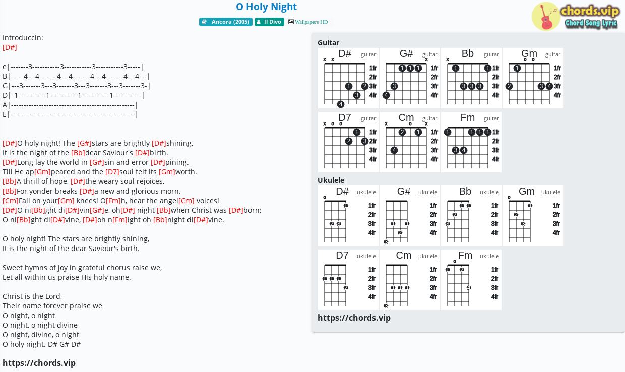 guitar chords to o holy night