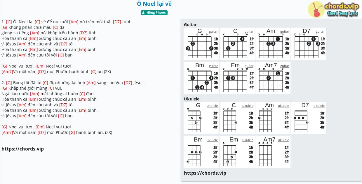Chord O Noel Lại Về Hồng Phước Tab Song Lyric Sheet Guitar Ukulele Chords Vip