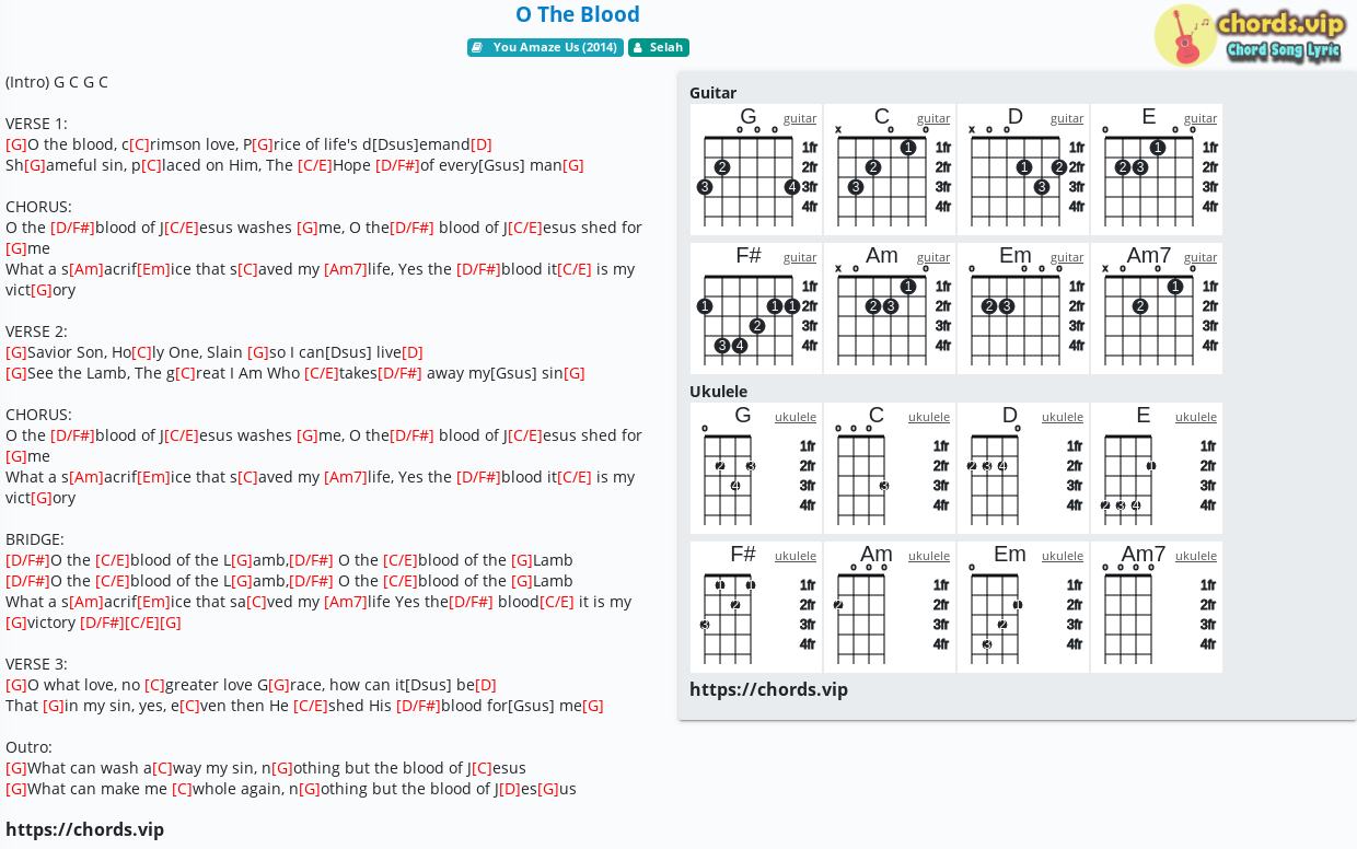 Chord O The Blood Selah Tab Song Lyric Sheet Guitar Ukulele Chords Vip