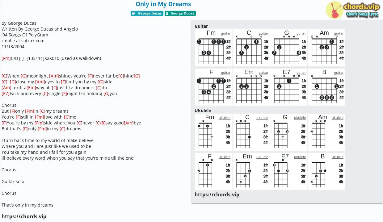 Chord Only In My Dreams George Ducas Tab Song Lyric Sheet Guitar Ukulele Chords Vip Chord Only In My Dreams George Ducas Tab Song Lyric Sheet Guitar Ukulele Chords Vip