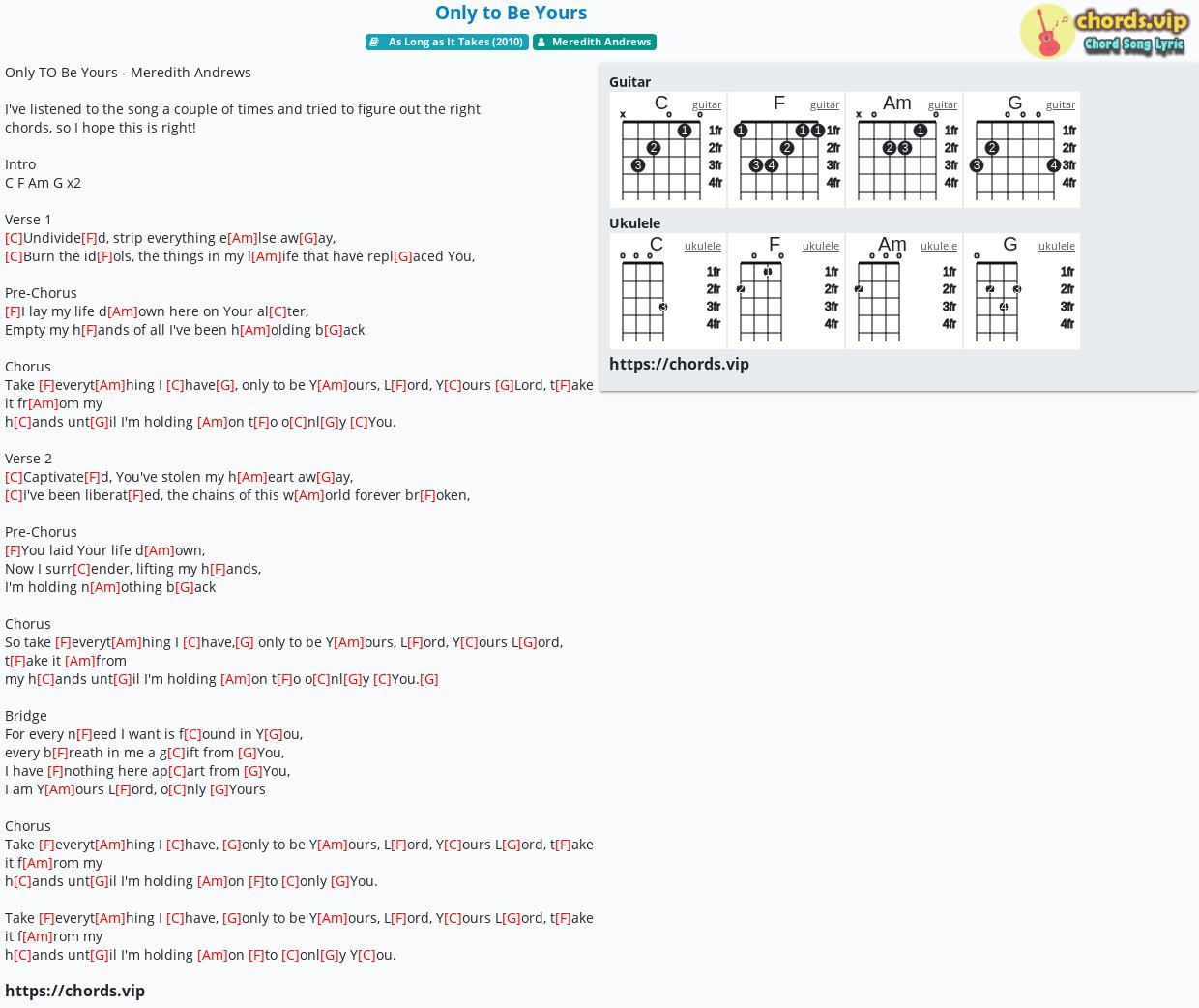 Chord Only To Be Yours Meredith Andrews Tab Song Lyric Sheet Guitar Ukulele Chords Vip