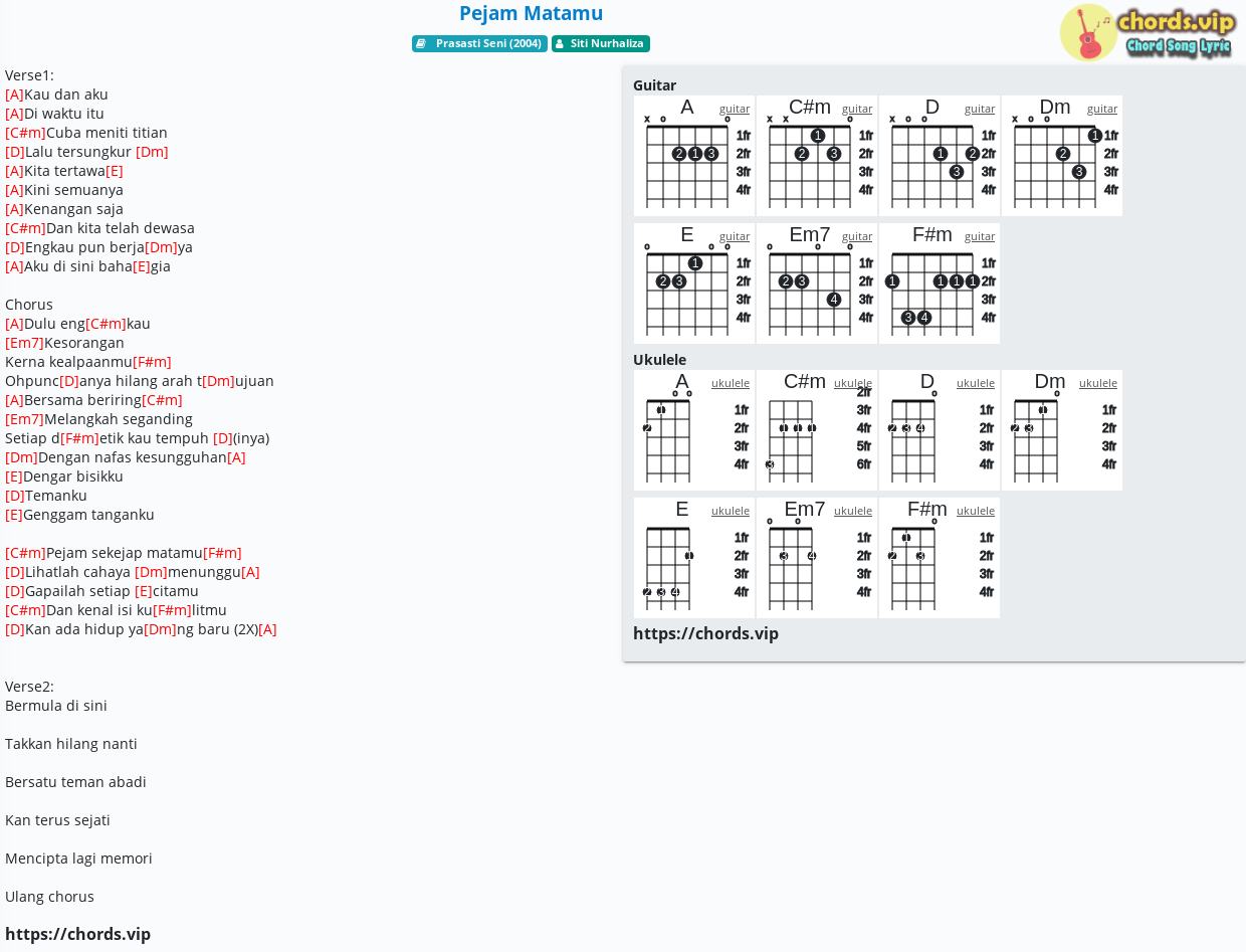 Chord Pejam Matamu Siti Nurhaliza Tab Song Lyric Sheet Guitar Ukulele Chords Vip