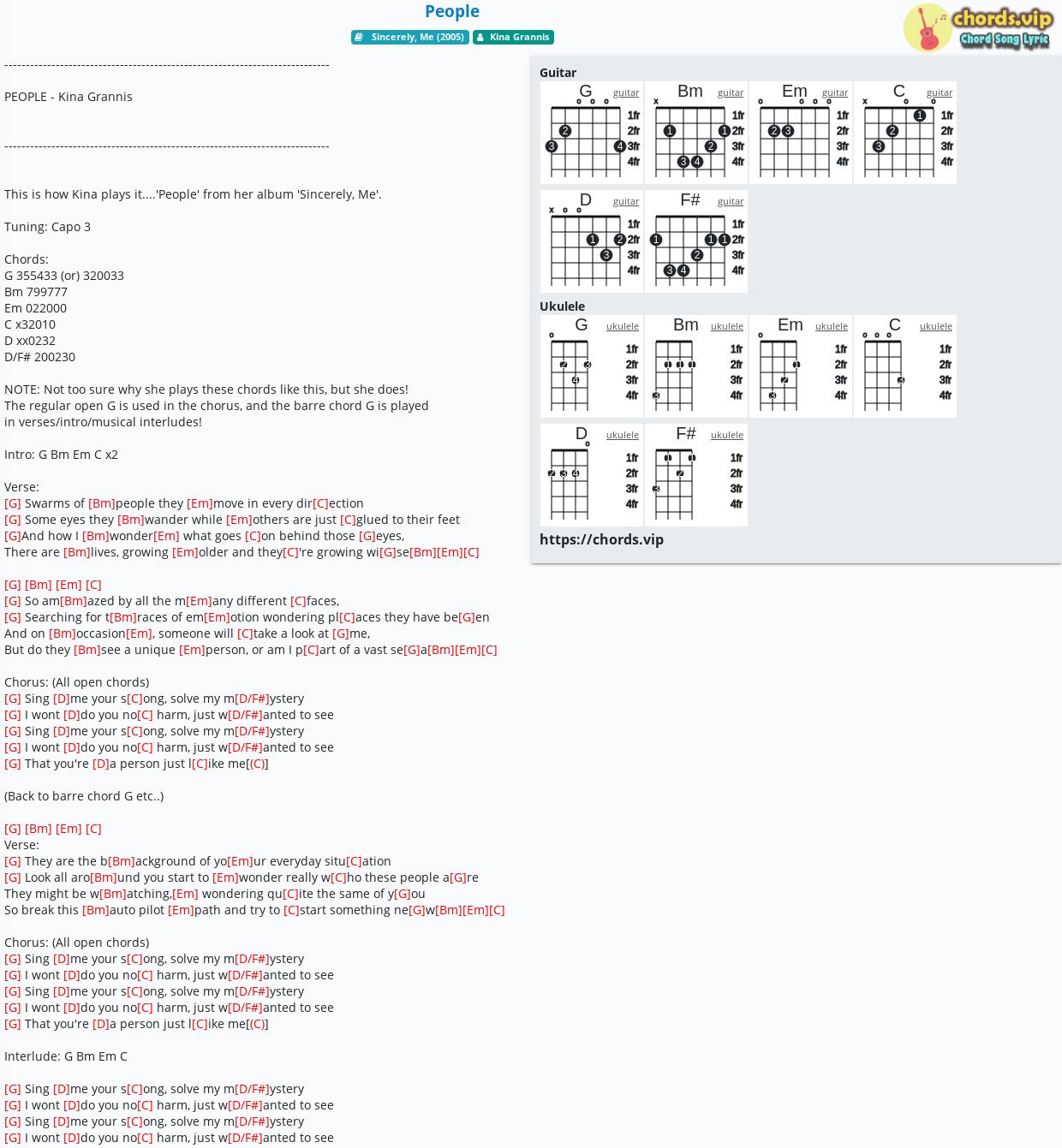 Chord: People - Kina Grannis - song lyric, sheet, guitar, ukulele | chords.vip