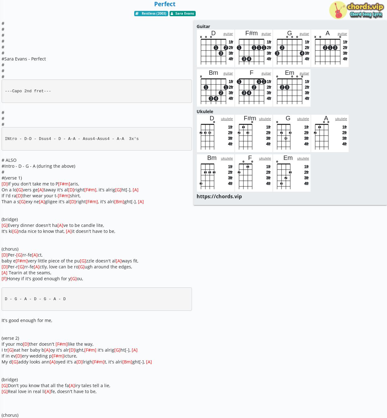 Drama fest Ideel Chord: Perfect - Sara Evans - tab, song lyric, sheet, guitar, ukulele |  chords.vip