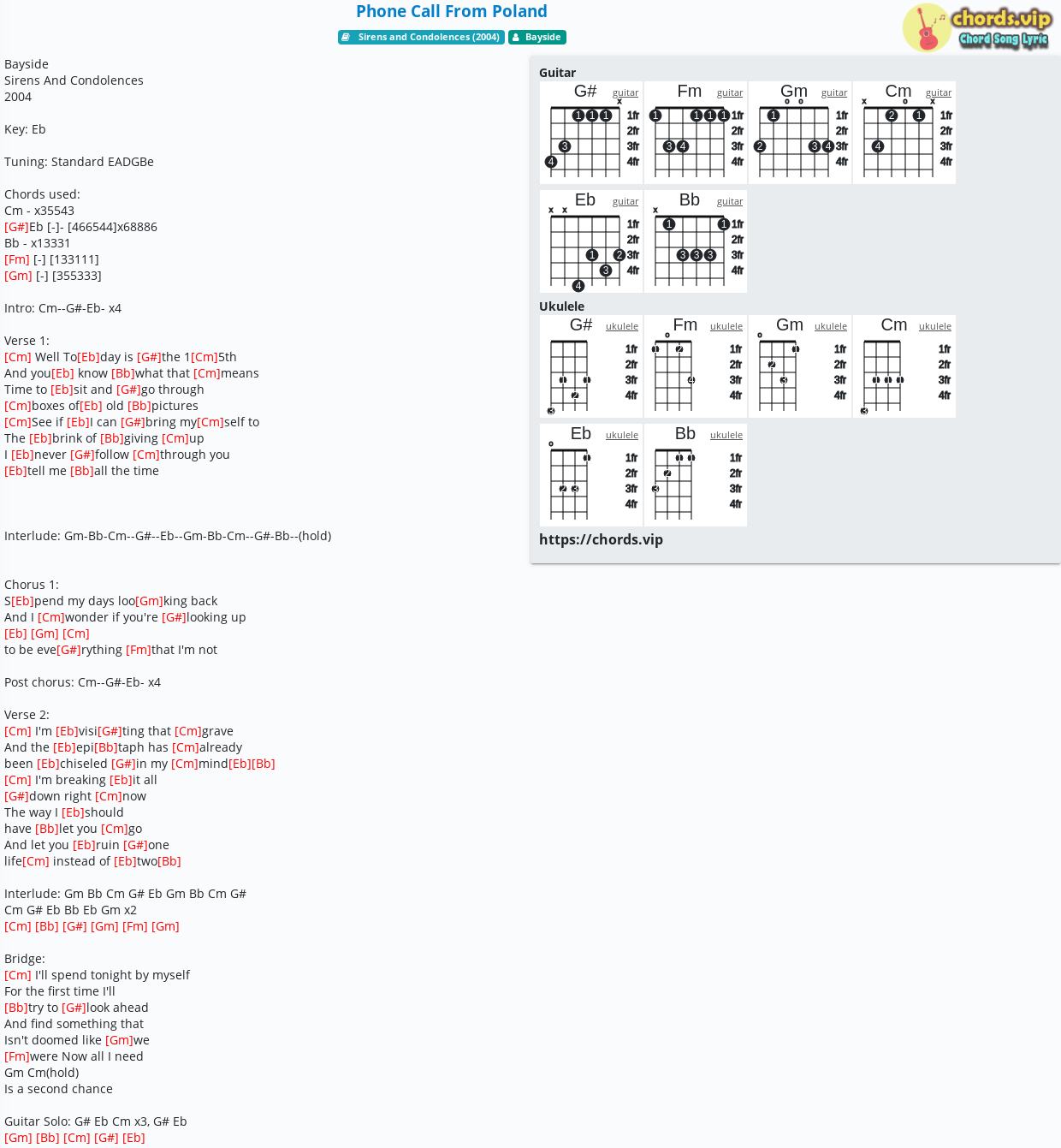 Chord Phone Call From Poland Bayside Tab Song Lyric Sheet Guitar Ukulele Chords Vip Chord Phone Call From Poland Bayside Tab Song Lyric Sheet Guitar Ukulele Chords Vip