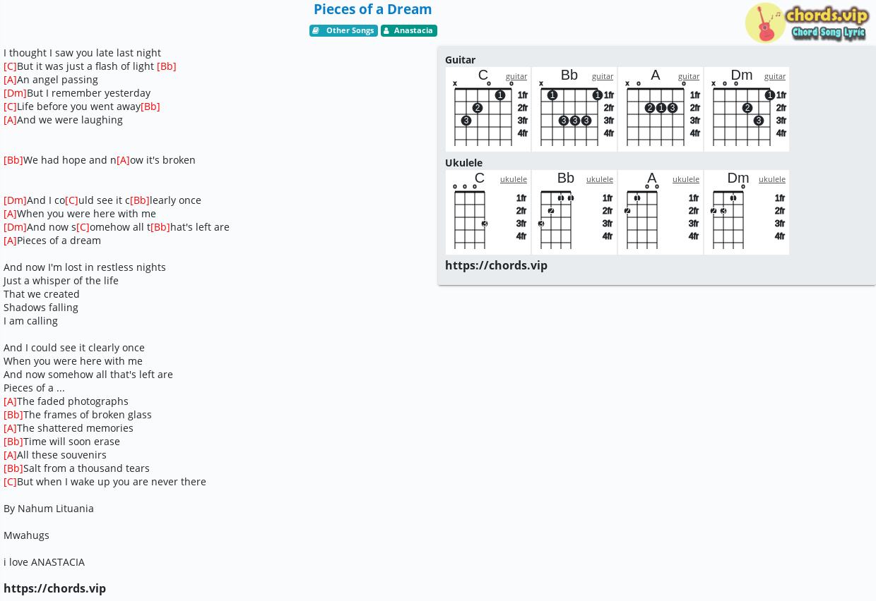 Chord Pieces Of A Dream Anastacia Tab Song Lyric Sheet Guitar Ukulele Chords Vip Chord Pieces Of A Dream Anastacia Tab Song Lyric Sheet Guitar Ukulele Chords Vip