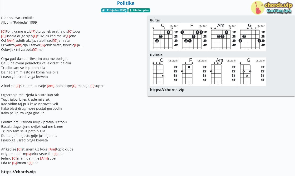 Chord Politika Hladno Pivo Tab Song Lyric Sheet Guitar Ukulele Chords Vip