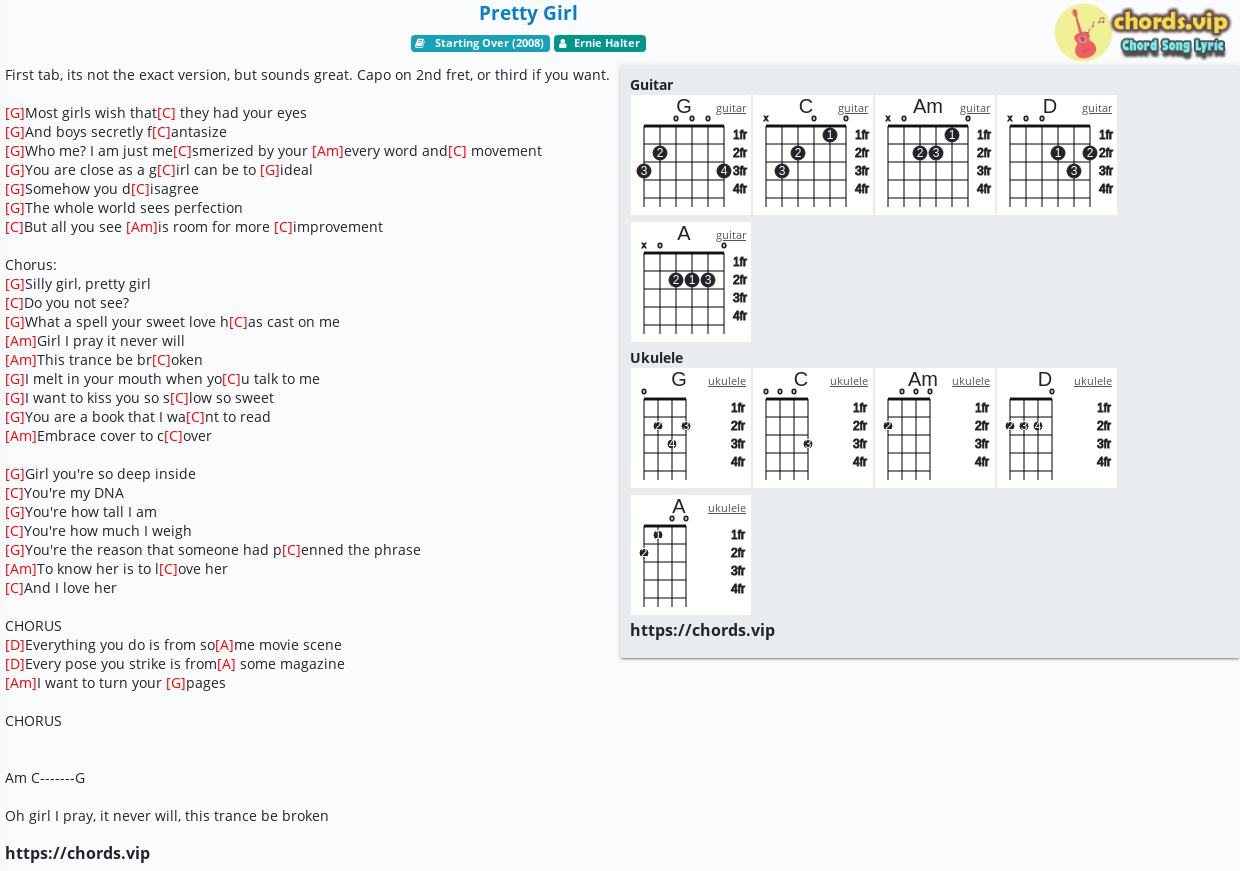 Pretty Girl Chords