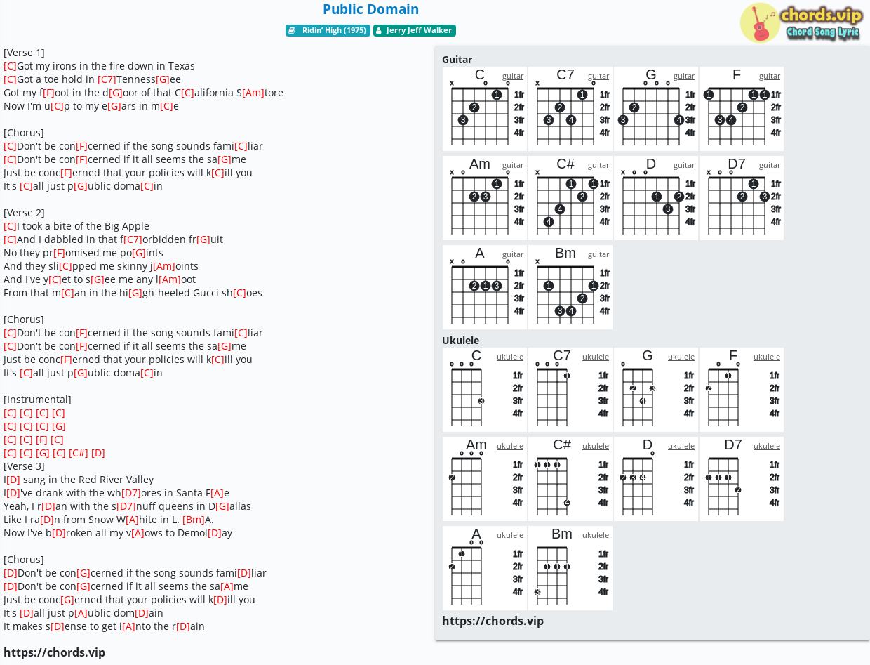 Domain - Jeff Walker - tab, song lyric, sheet, guitar, ukulele | chords.vip