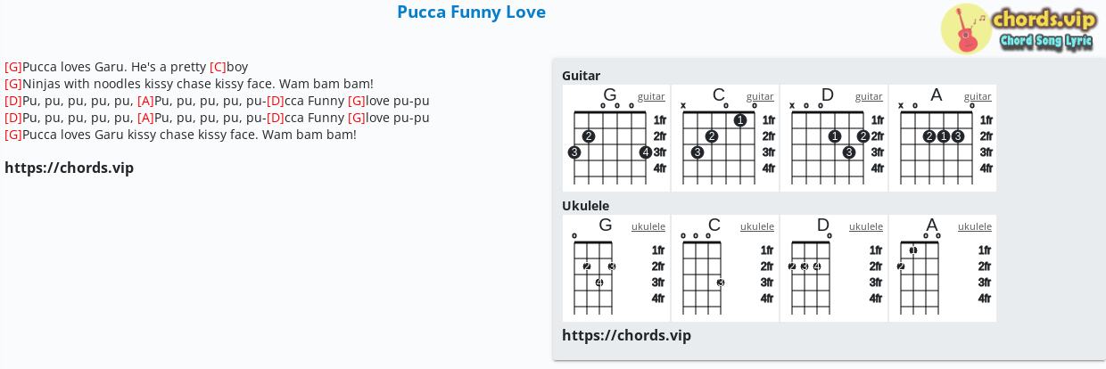 Chord: Pucca Funny Love - tab, song lyric, sheet, guitar, ukulele | Chord: Pucca Funny Love - tab, song lyric, sheet, guitar, ukulele |