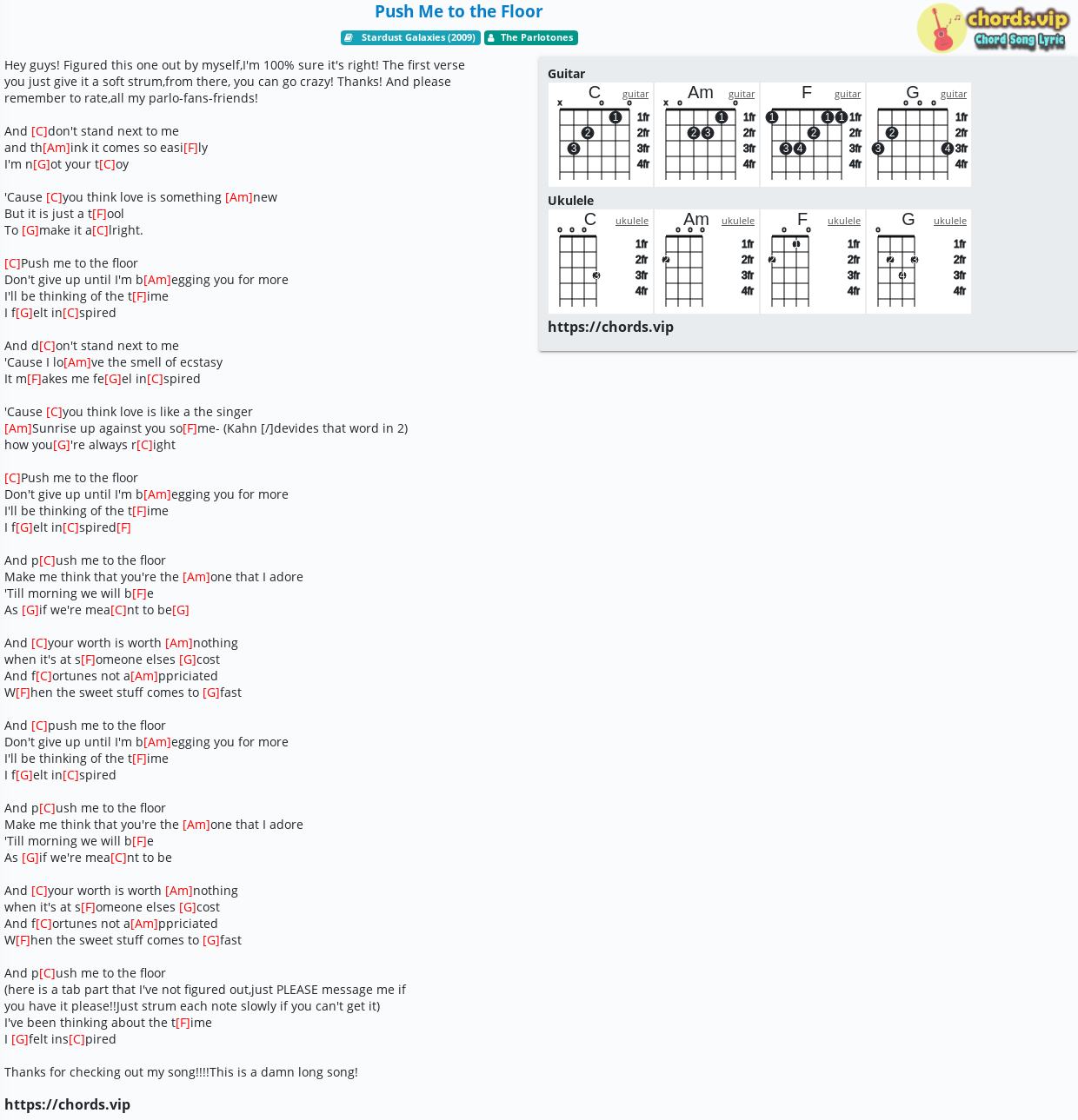 Chord Push Me To The Floor The Parlotones Tab Song Lyric Sheet Guitar Ukulele Chords Vip