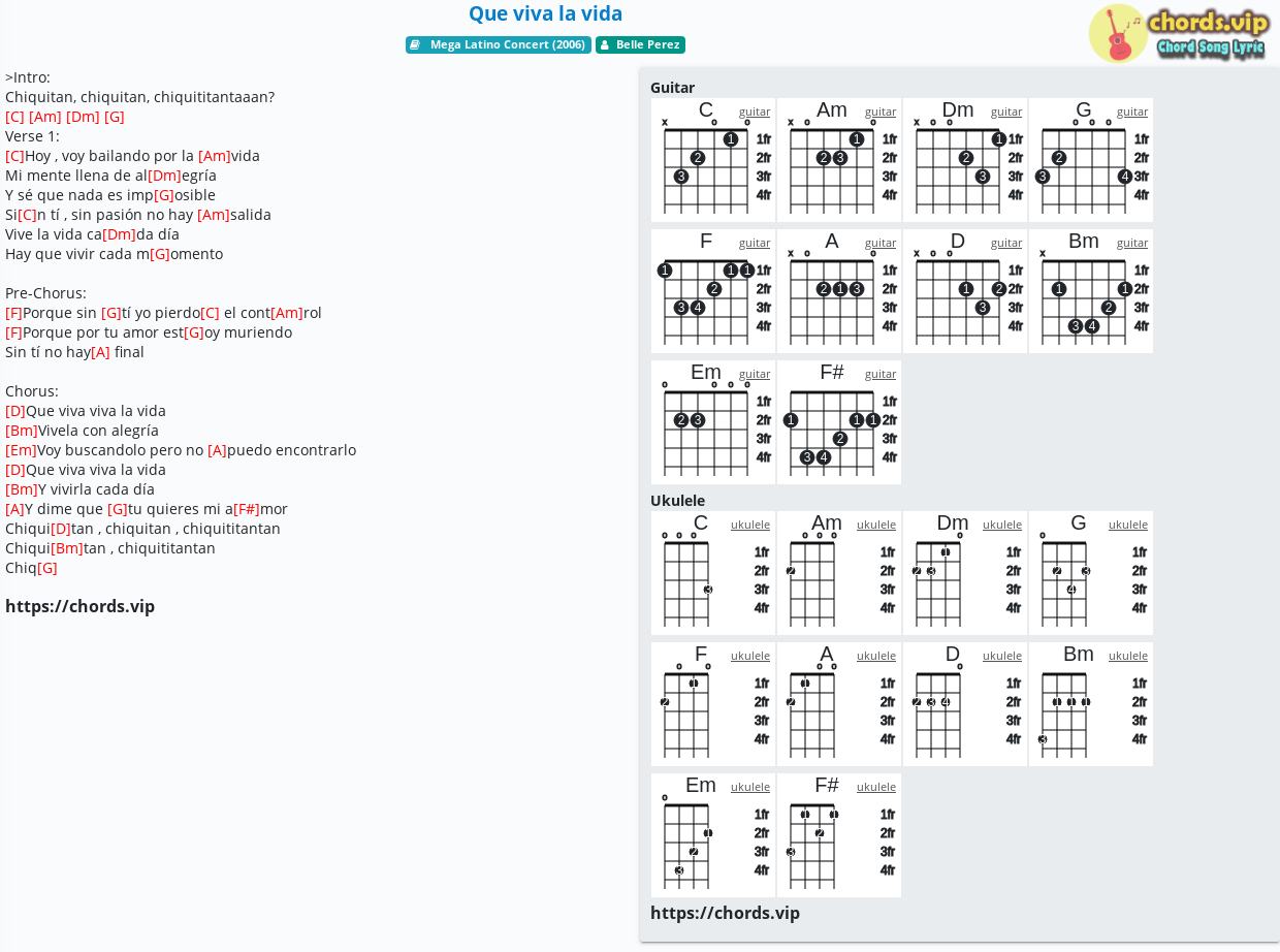 Hợp Am Que Viva La Vida Belle Perez Cảm Am Tab Guitar Ukulele Lời Bai Hat Chords Vip
