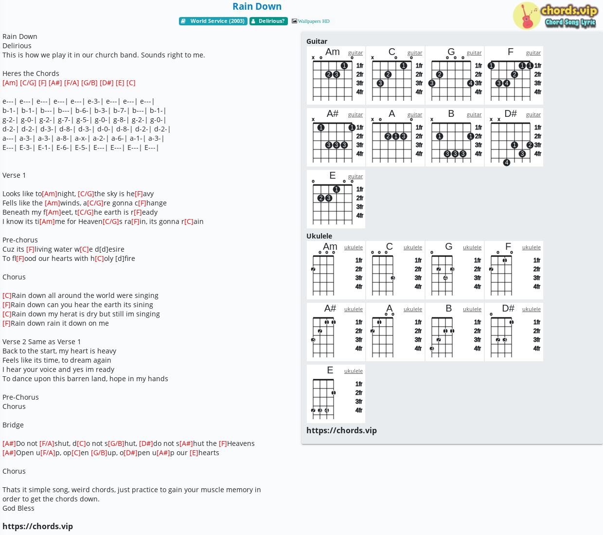 Chord Rain Down Delirious Tab Song Lyric Sheet Guitar Ukulele Chords Vip Chord Rain Down Delirious Tab Song Lyric Sheet Guitar Ukulele Chords Vip