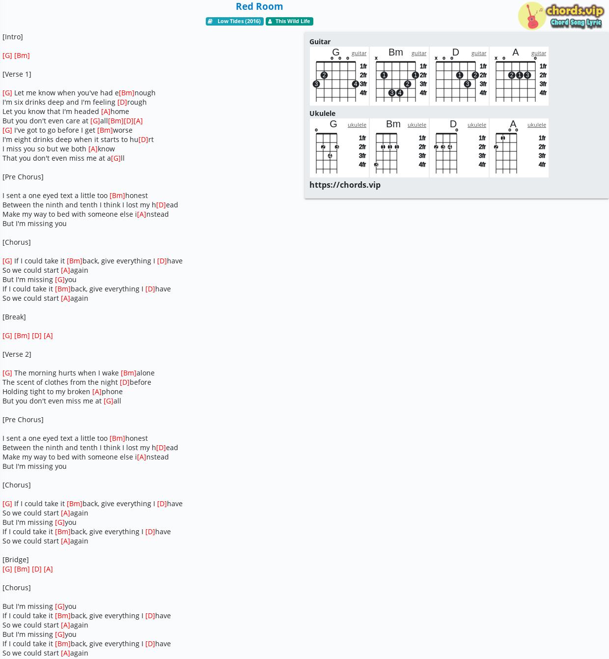 Chord Red Room This Wild Life Tab Song Lyric Sheet Guitar Ukulele Chords Vip chord red room this wild life tab