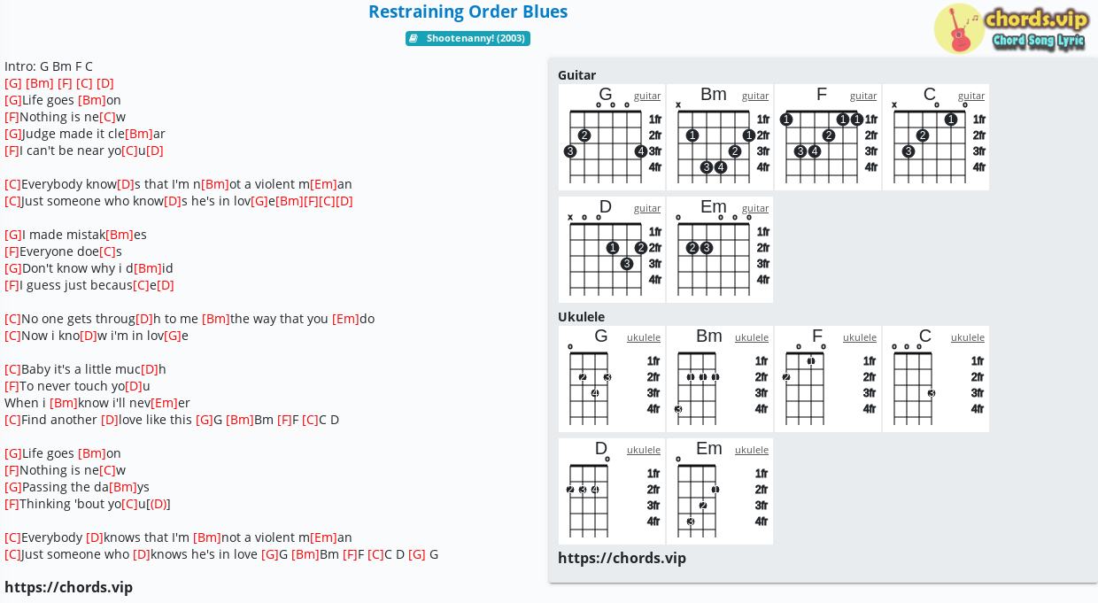Chord Restraining Order Blues Eels Eels Tab Song Lyric Sheet Guitar Ukulele Chords Vip