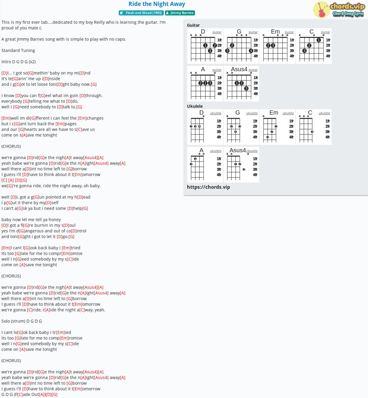 night changes guitar chords