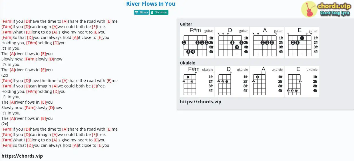 Chord River Flows In You Yiruma Tab Song Lyric Sheet Guitar Ukulele Chords Vip