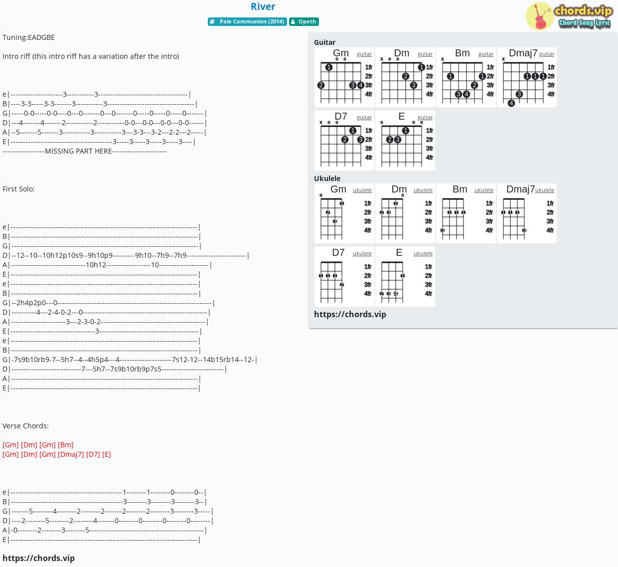 Chord River Opeth Tab Song Lyric Sheet Guitar Ukulele Chords Vip