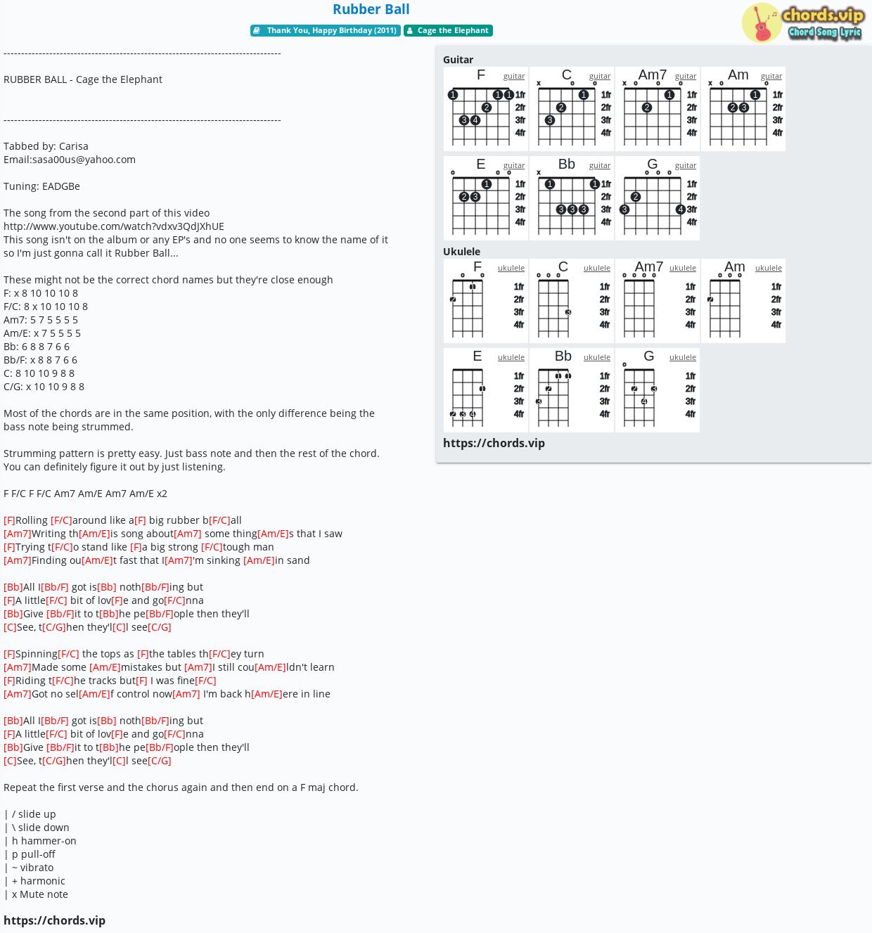 Chord Rubber Ball Cage The Elephant Tab Song Lyric Sheet Guitar Ukulele Chords Vip