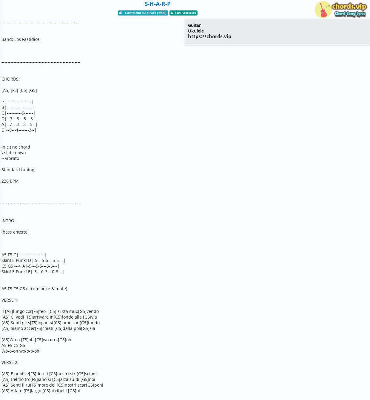 Chord S H A R P Los Fastidios Tab Song Lyric Sheet Guitar Ukulele Chords Vip