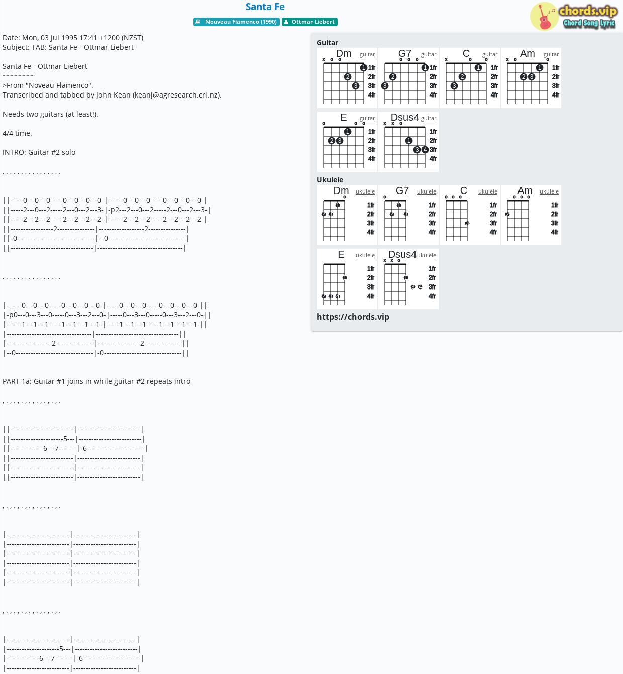 Chord Santa Fe tab, song lyric, sheet, guitar, ukulele chords.vip