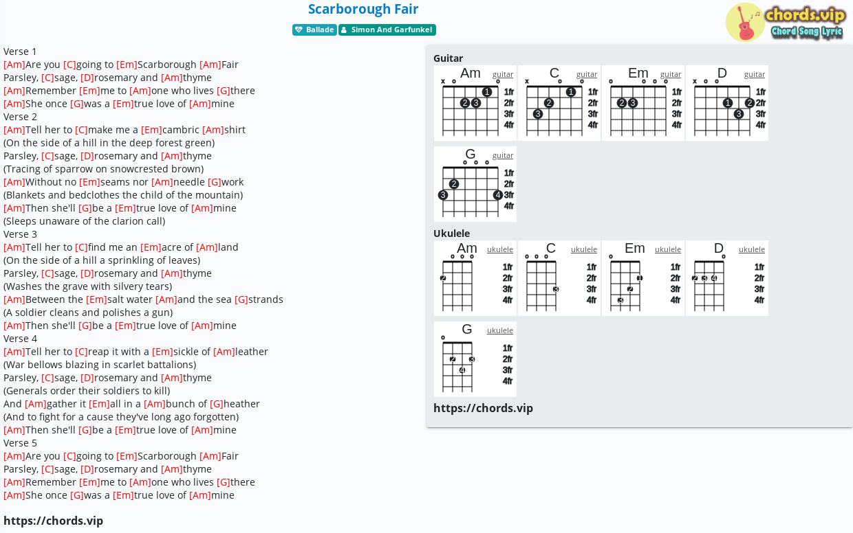 Chord Scarborough Fair Celtic Woman Tab Song Lyric Sheet Guitar Ukulele Chords Vip