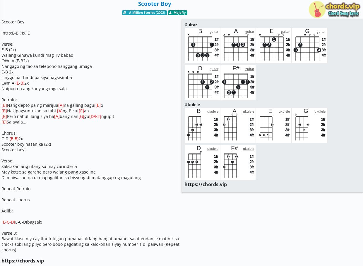 Scooter Break It Up Chords Chord: Scooter Boy - Mojofly - tab, song lyric, sheet, guitar, ukulele