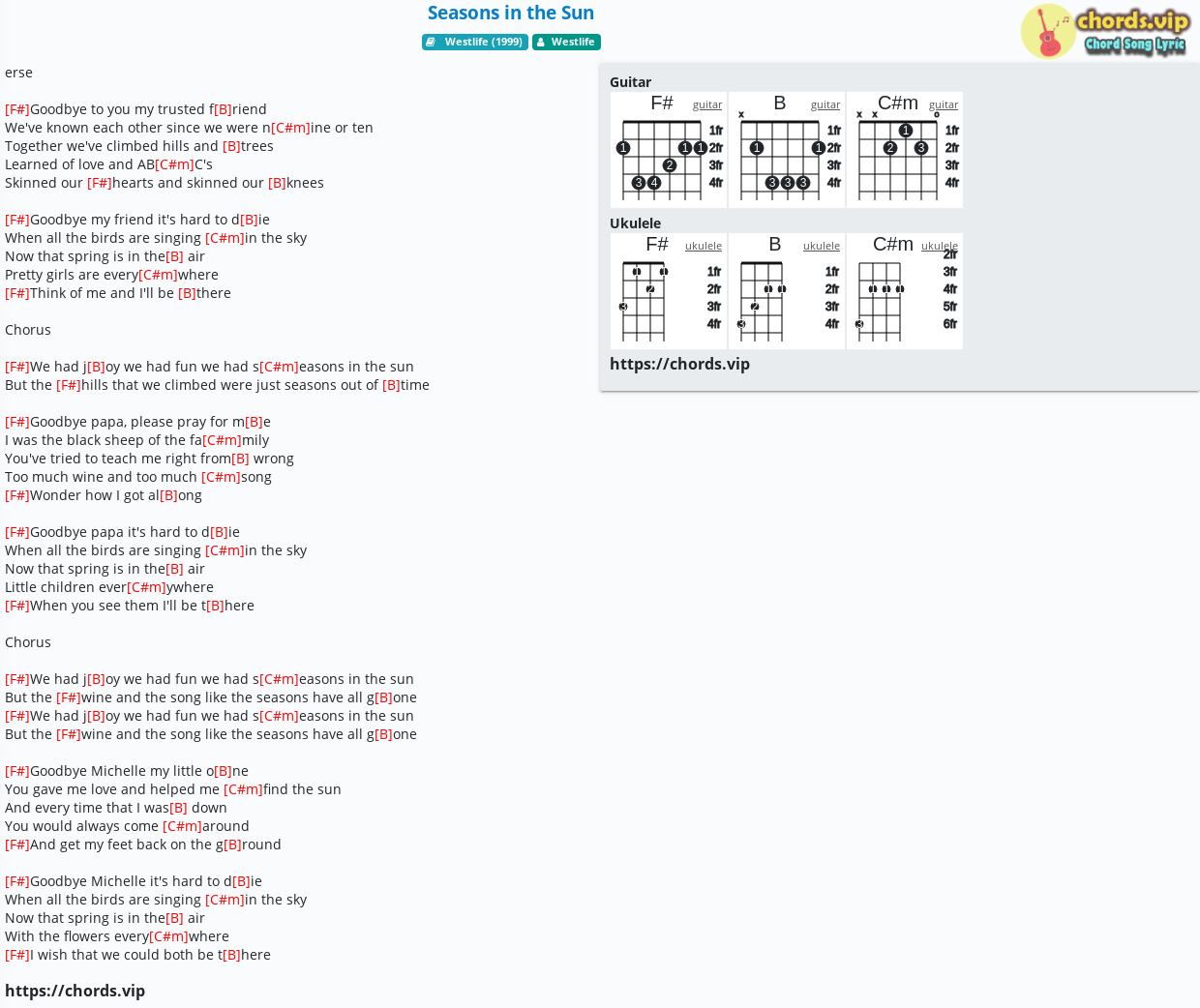 Chord Seasons In The Sun Westlife Tab Song Lyric Sheet Guitar Ukulele Chords Vip