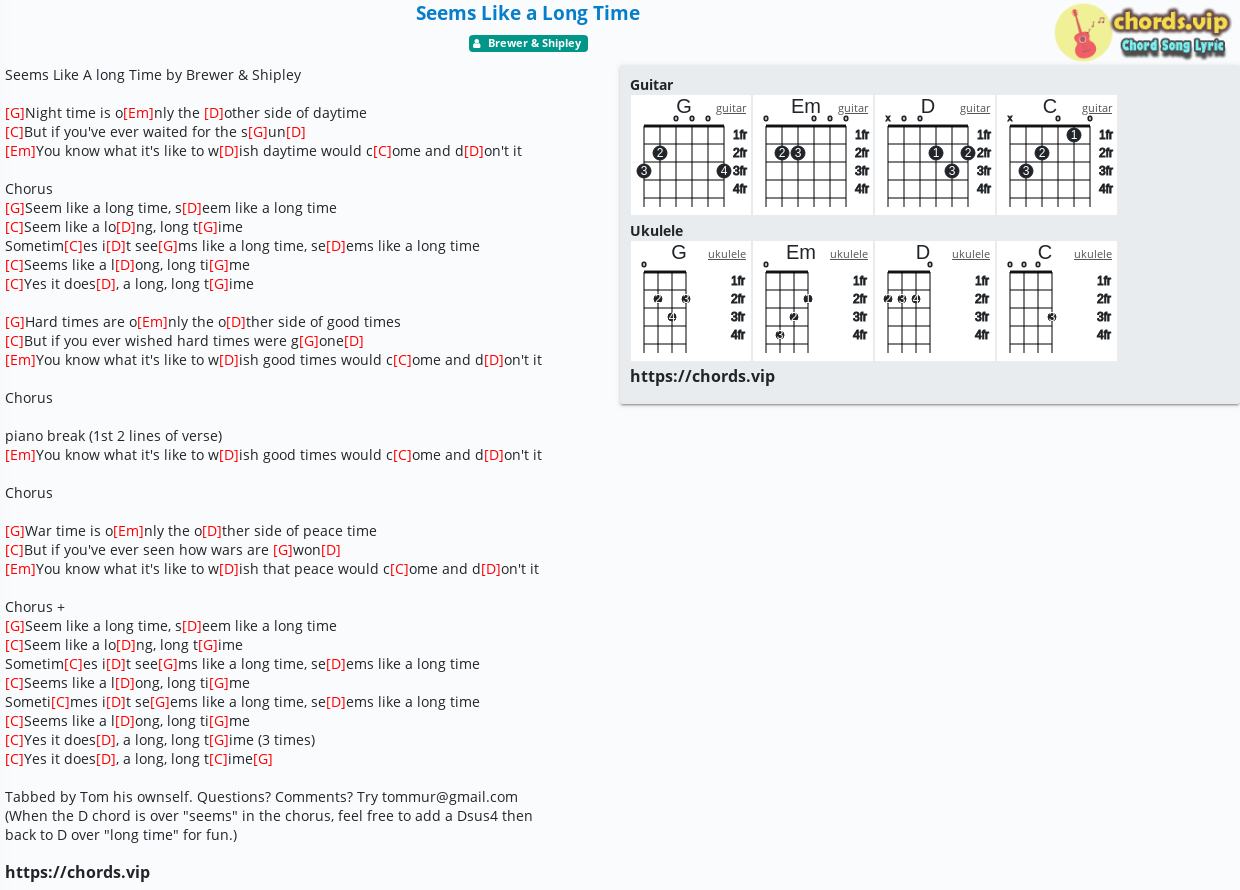 Chord Seems Like A Long Time Brewer Shipley Tab Song Lyric Sheet Guitar Ukulele Chords Vip Chord Seems Like A Long Time Brewer Shipley Tab Song Lyric Sheet Guitar Ukulele Chords Vip
