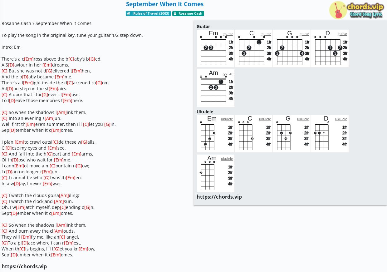 H p m september when it comes c m m tab guitar ukulele l i b i